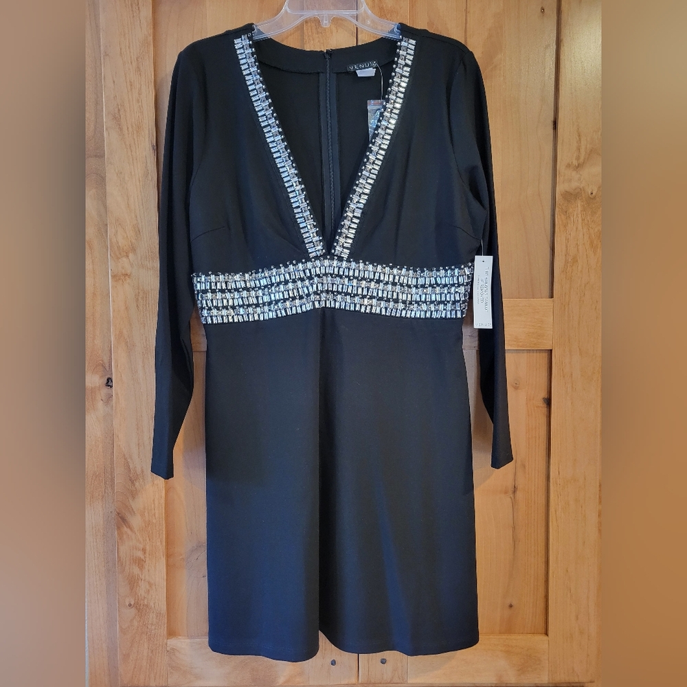 VENUS Black Dress with Silver Embellishments